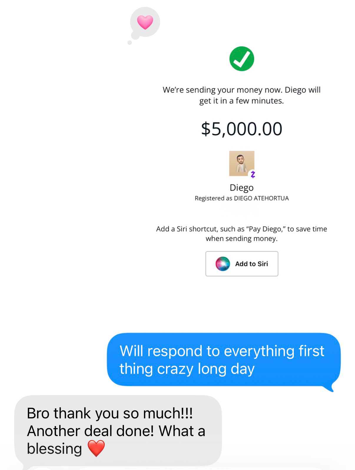 Student payout — $5,000